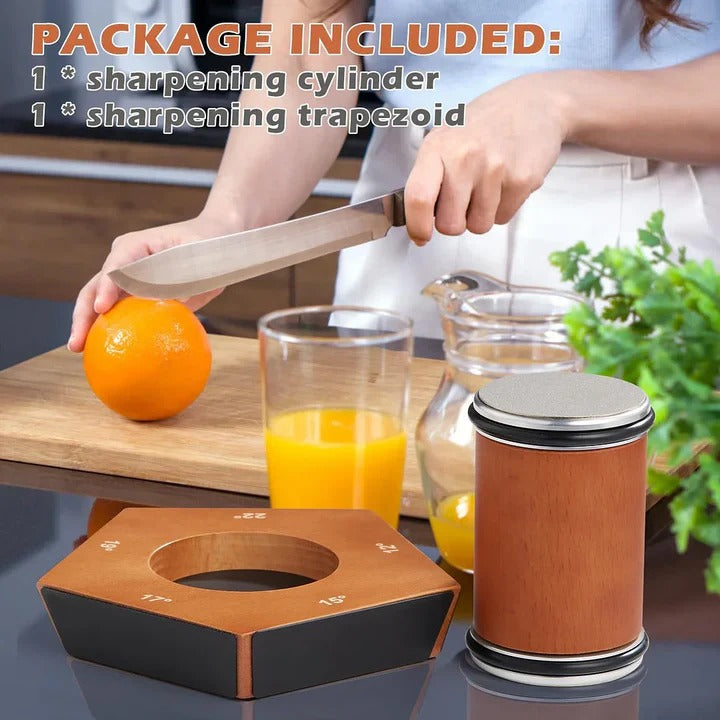 Manual Knife Sharpener with Diamond-Coated Rolling Wheel