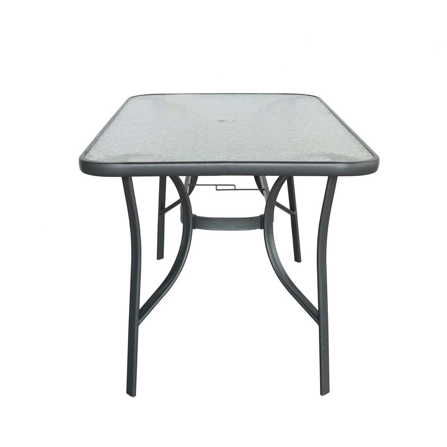 Kara Dining Set, Seating for 6 with Glass Top Table & Black Chairs