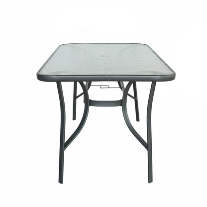 Kara Dining Set, Seating for 6 with Glass Top Table & Black Chairs