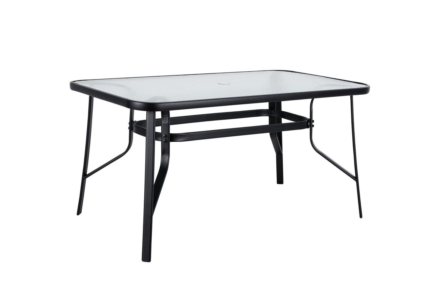 Kara Dining Set, Seating for 6 with Glass Top Table & Black Chairs