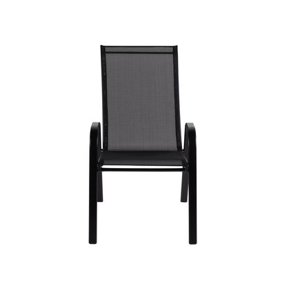 Kara Dining Set, Seating for 6 with Glass Top Table & Black Chairs