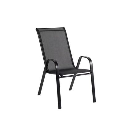 Kara Dining Set, Seating for 6 with Glass Top Table & Black Chairs