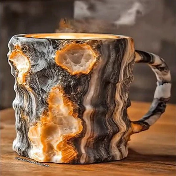 Clear Crystal Coffee Mug with Modern Mineral Glass Look