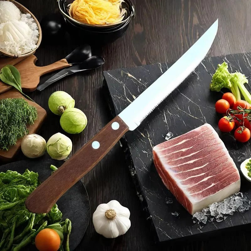 Stainless Steel Steak Knives with Wooden Handles