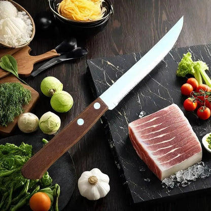 Stainless Steel Steak Knives with Wooden Handles