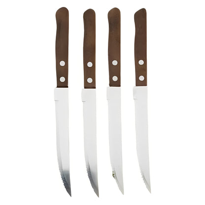 Stainless Steel Steak Knives with Wooden Handles