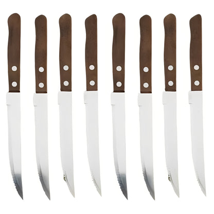 Stainless Steel Steak Knives with Wooden Handles