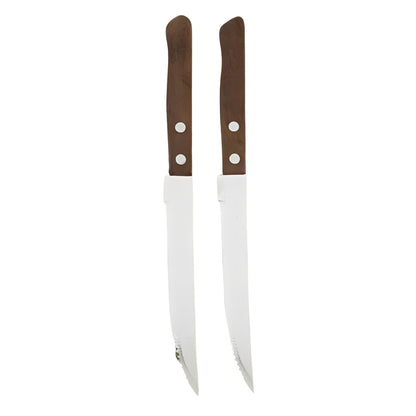 Stainless Steel Steak Knives with Wooden Handles
