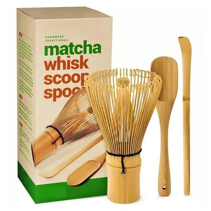 Traditional Matcha Tea Set with Ceramic Bowl with Bamboo Whisk & Spoon
