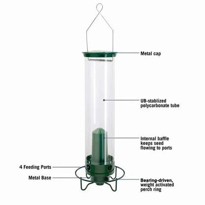 Squirrel-Proof Bird Feeder with Clear Seed Tube