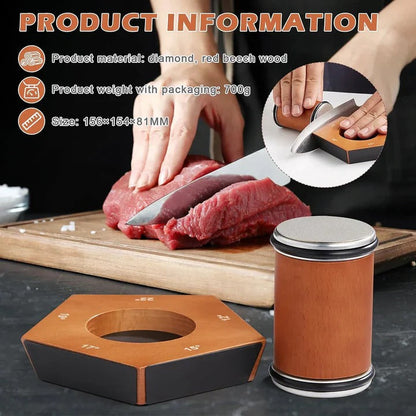 Manual Knife Sharpener with Diamond-Coated Rolling Wheel
