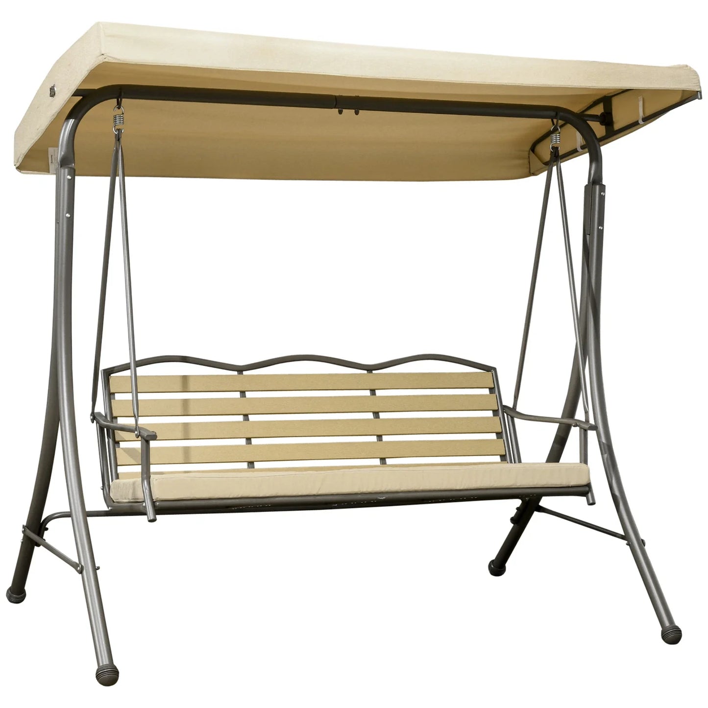 Trio Porch Swing for 3 persons, Cushioned Outdoor Swing - Beige