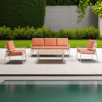 Orvyn Outdoor Sofa Set with 3 Sofas, Frosted Glass Table