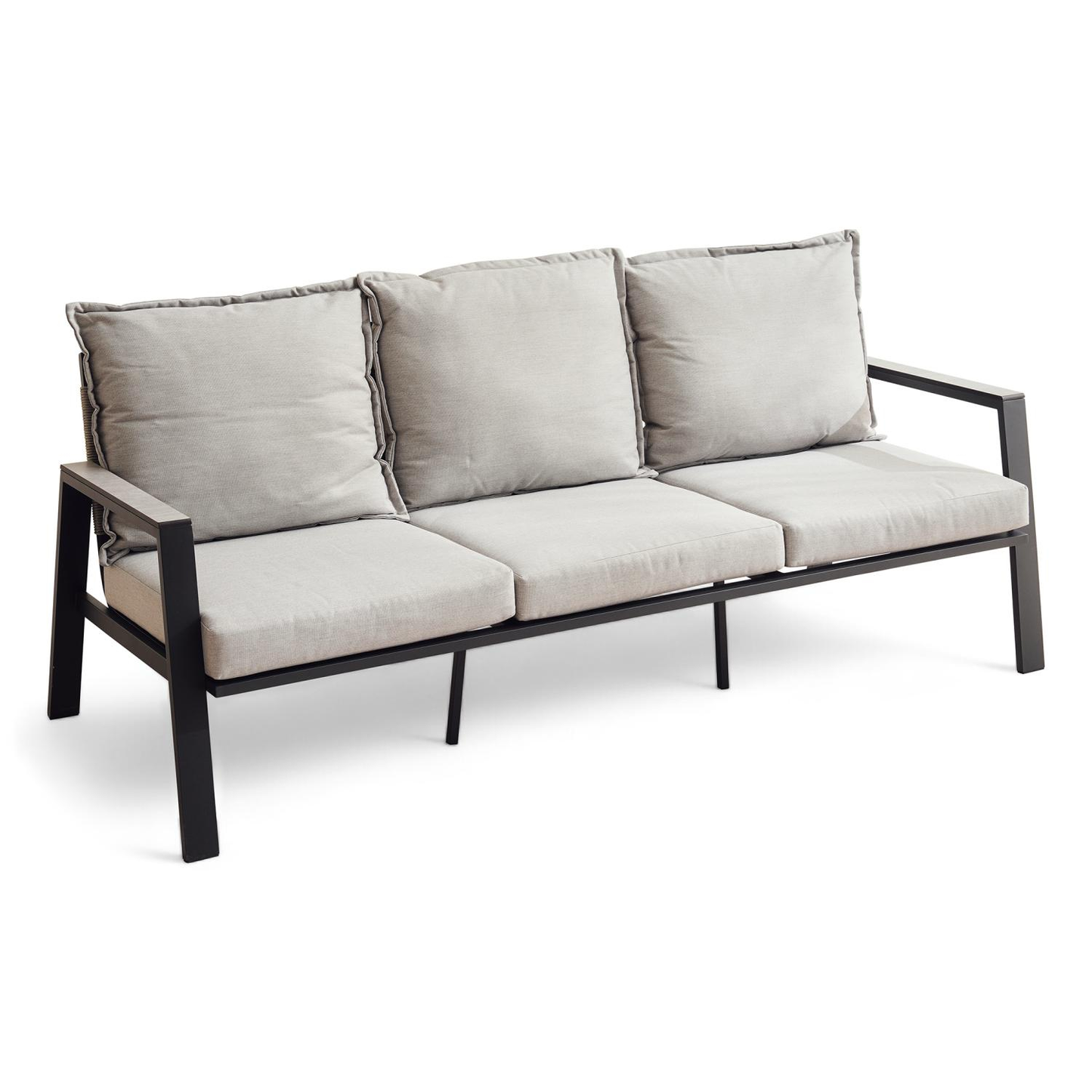 Zanari Outdoor Sofa Set, 3-Seater, 2 Armchairs & Coffee Table – Light Grey